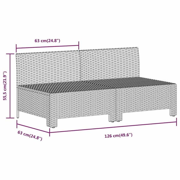 vidaXL 2-personers havesofa med hynde polyrattan grå