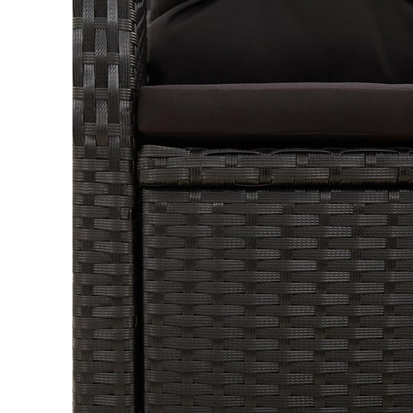 vidaXL spisebordssæt til haven 7 dele med hynder polyrattan sort