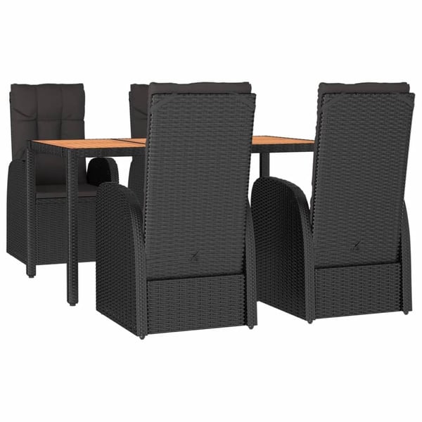 vidaXL spisebordssæt til haven 5 dele med hynder polyrattan sort