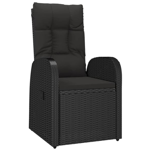 vidaXL spisebordssæt til haven 7 dele med hynder polyrattan sort