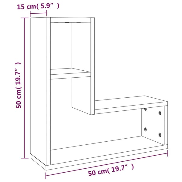 vidaXL Vegghyller 2 stk brun eik 50x15x50 cm konstruert tre
