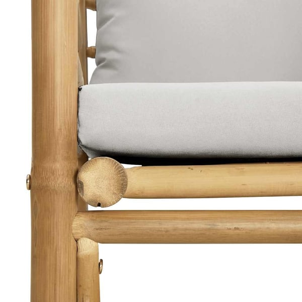 vidaXL Soffa mittdel med ljusgråa dynor bambu