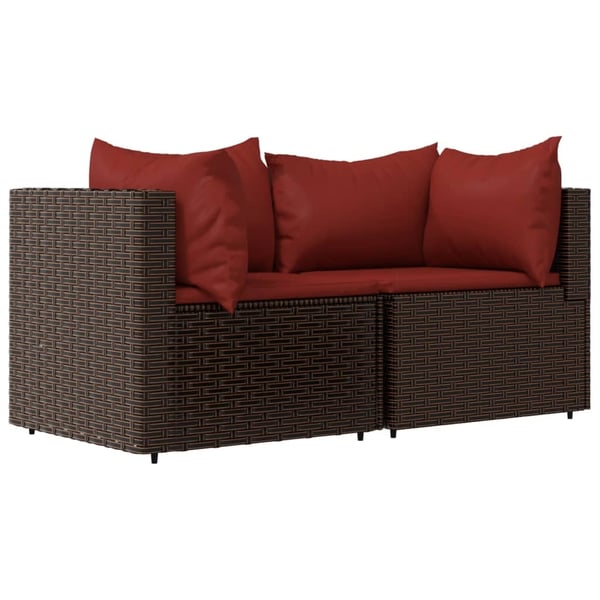 vidaXL hjørnemoduler til havesofa 2 stk. med hynder polyrattan brun