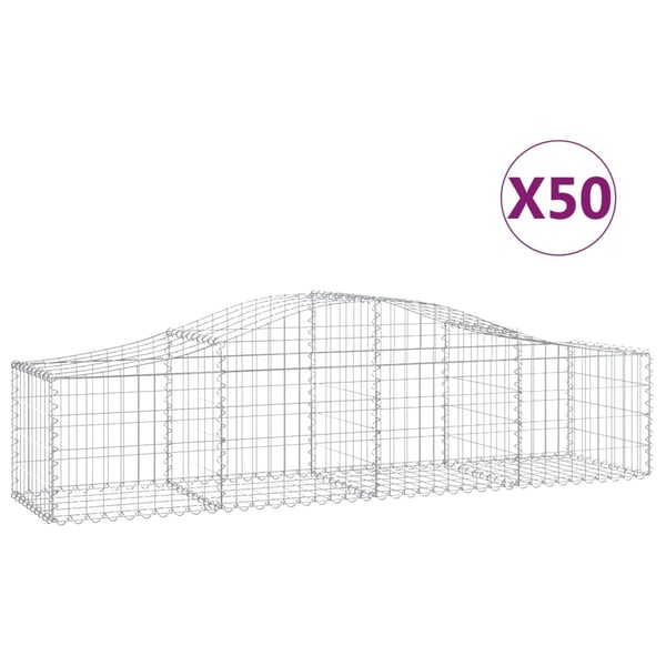 vidaXL buede gabionkurve 50 stk. 200x50x40/60 cm galvaniseret jern