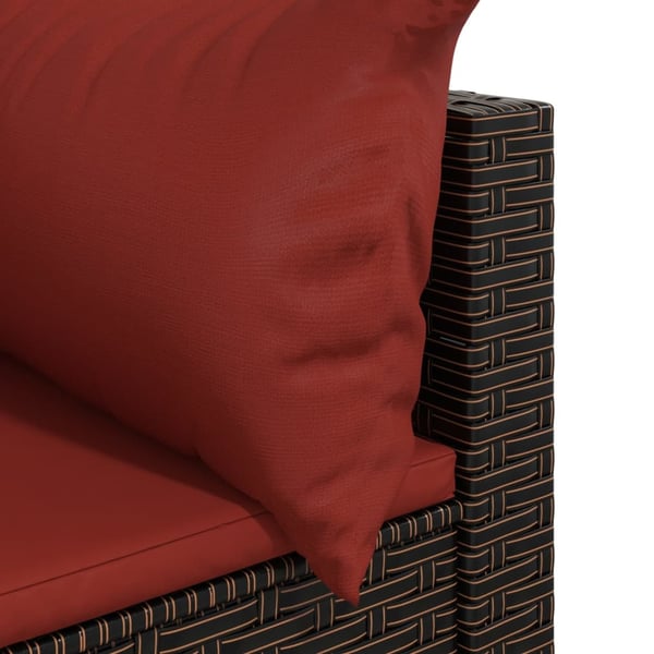 vidaXL hjørnemodul til havesofa med hynder polyrattan brun
