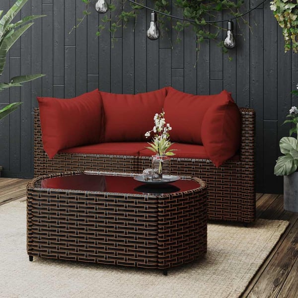 vidaXL loungesæt til haven 3 dele med hynder polyrattan brun