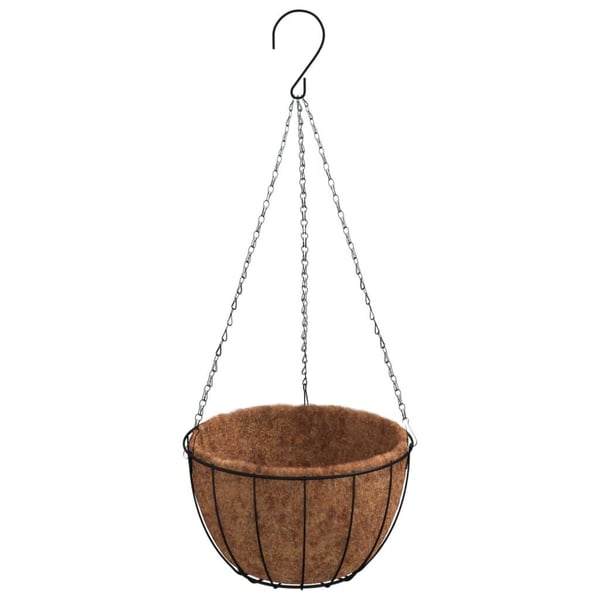 vidaXL Hengende plantekasser 4 stk kokosfiber svart Ø 30x52 cm stål