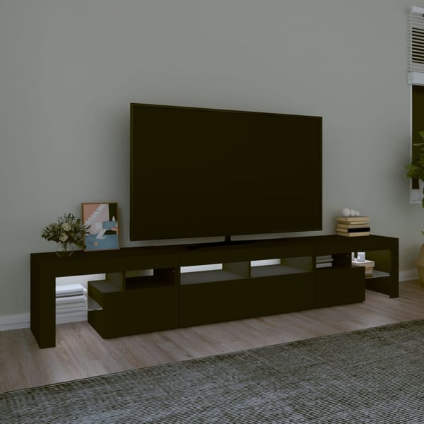vidaXL tv-skab med LED-lys 230x36,5x40 cm sort