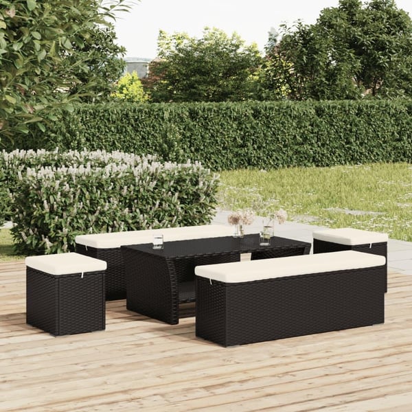 vidaXL ottoman med hynde 40x30x40 cm polyrattan sort
