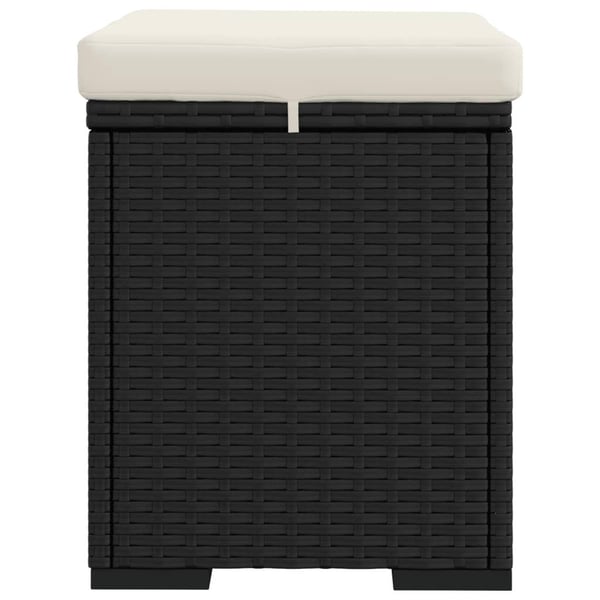 vidaXL ottoman med hynde 40x30x40 cm polyrattan sort
