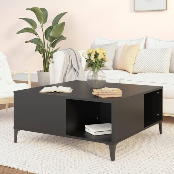 vidaXL sofabord 80x80x36,5 cm konstrueret træ sort