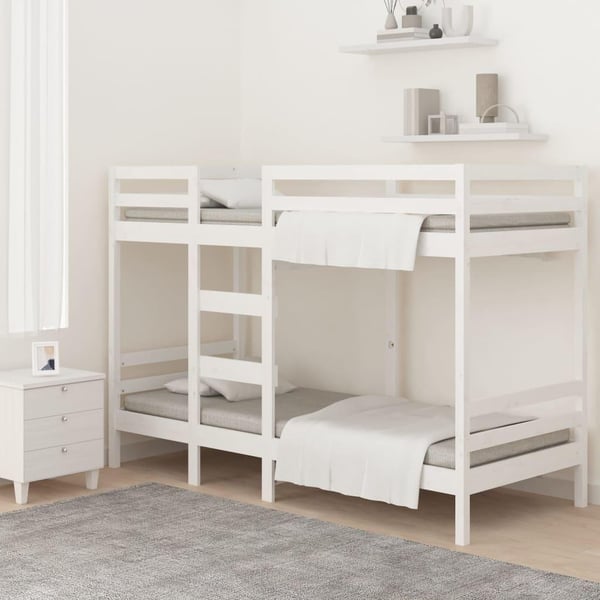vidaXL Køyeseng hvit 75x190 cm heltre furu