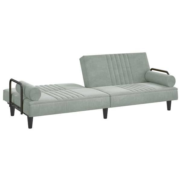 vidaXL sovesofa med armlæn velour lysegrå