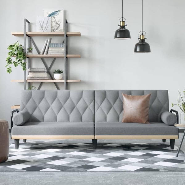 vidaXL sovesofa med armlæn stof lysegrå