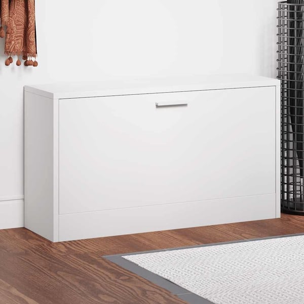 vidaXL Skobenk høyglans hvit 80x24x45 cm konstruert tre