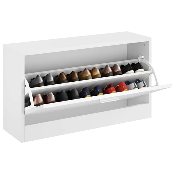 vidaXL Skobenk høyglans hvit 80x24x45 cm konstruert tre