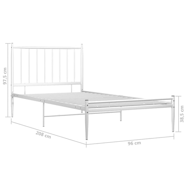 vidaXL Sengeramme hvit metall 90x200 cm