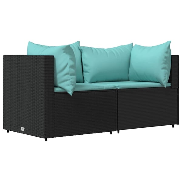 vidaXL hjørnemoduler til havesofa 2 stk. med hynder polyrattan sort