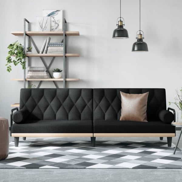 vidaXL sovesofa med armlæn stof sort