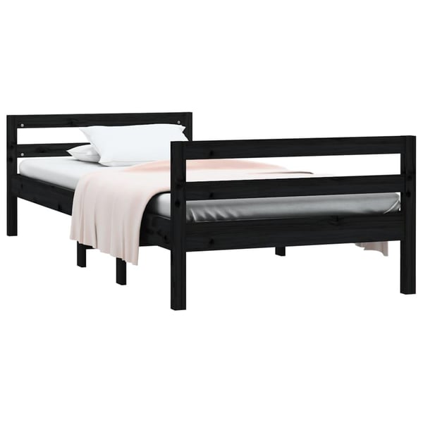 vidaXL Sengeramme svart 75x190 cm heltre furu
