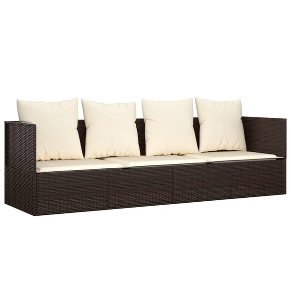 vidaXL udendørs loungesofa med hynder polyrattan brun