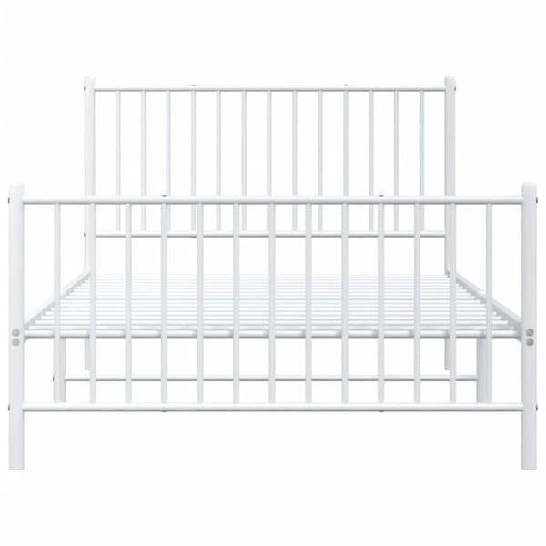 vidaXL Sängram med huvudgavel och fotgavel vit metall 107x203 cm