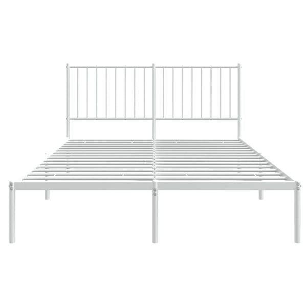 vidaXL Sengeramme i metall med hodegavl hvit 140x200 cm