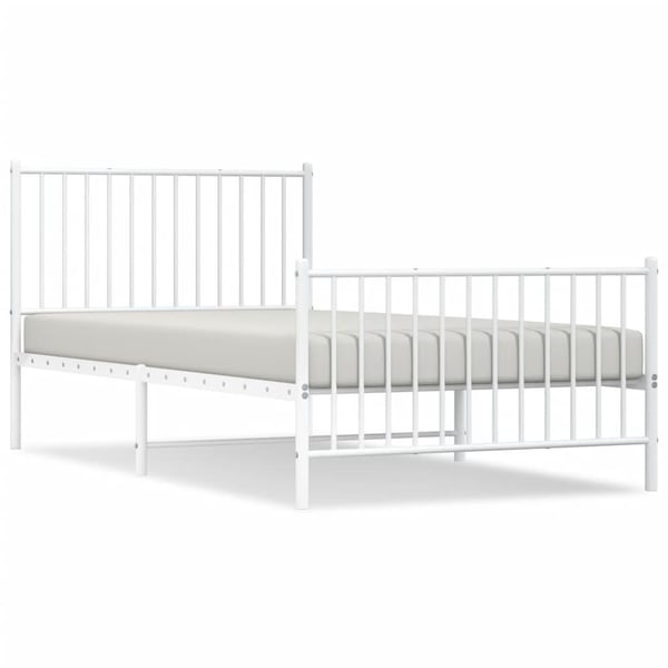 vidaXL Sengeramme i metall med hode- og fotgavl hvit 100x200 cm