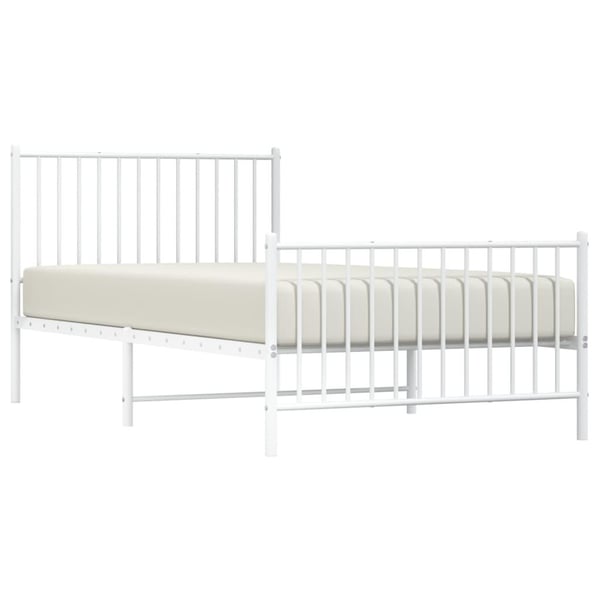 vidaXL Sengeramme i metall med hode- og fotgavl hvit 100x200 cm