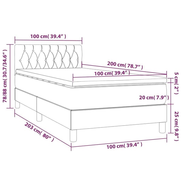 vidaXL kontinentalseng med madras 100x200 cm fløjl sort