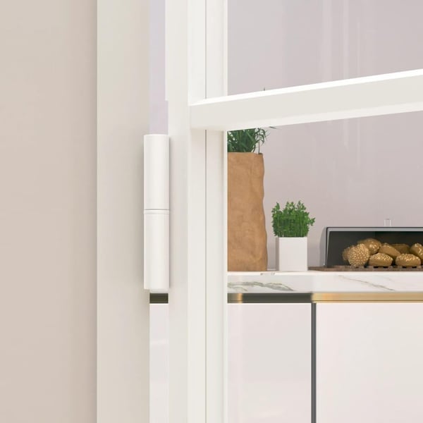 vidaXL Innerdør hvit 76x201,5 cm herdet glass og aluminium slank