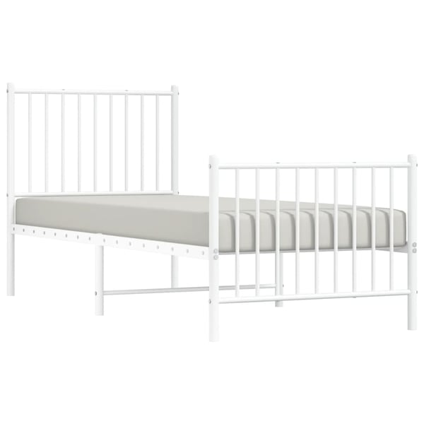 vidaXL Sengeramme i metall med hode- og fotgavl hvit 80x200 cm
