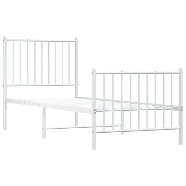 vidaXL Sengeramme i metall med hode- og fotgavl hvit 80x200 cm