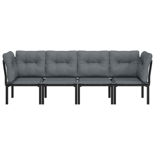 vidaXL loungesæt til haven 4 dele polyrattan sort og grå