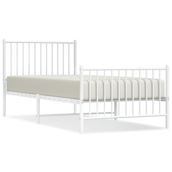 vidaXL Sengeramme i metall med hode- og fotgavl hvit 90x200 cm