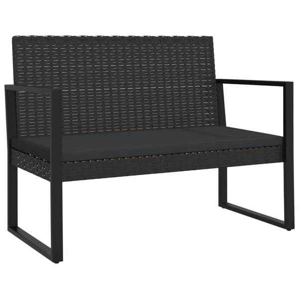 vidaXL havebænk med hynder 106 cm polyrattan sort
