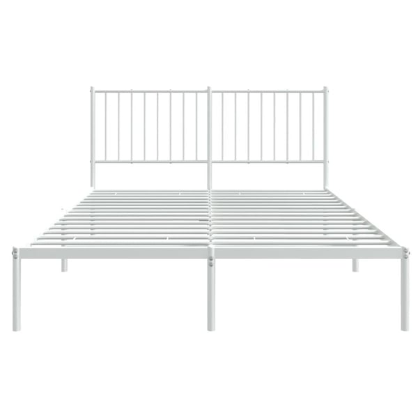 vidaXL Sengeramme i metall med hodegavl hvit 140x190 cm