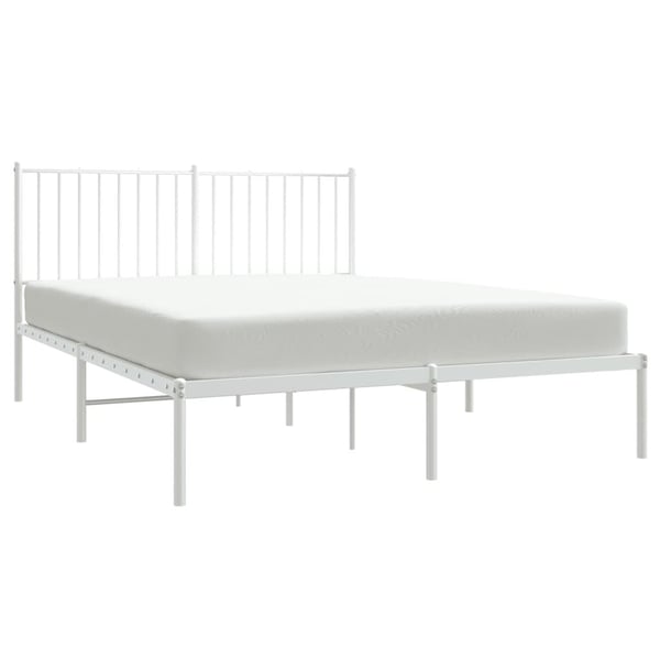 vidaXL Sengeramme i metall med hodegavl hvit 135x190 cm