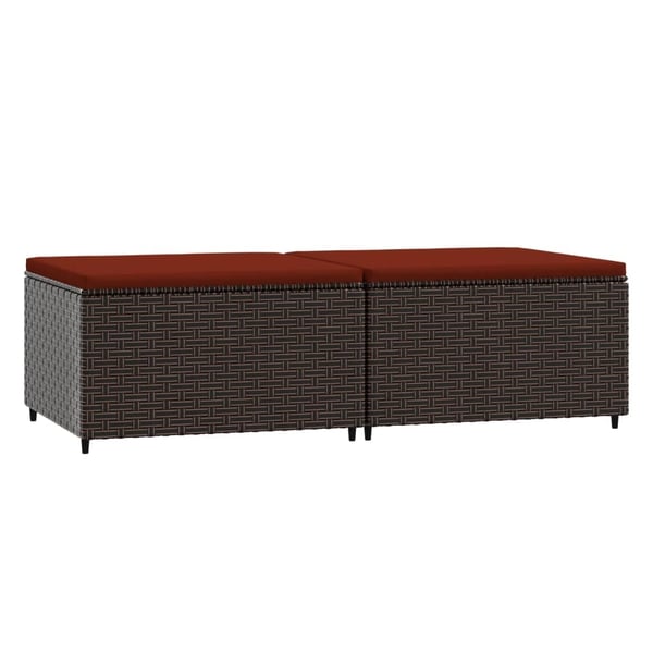 vidaXL fodskamler til have 2 stk. med hynder polyrattan brun