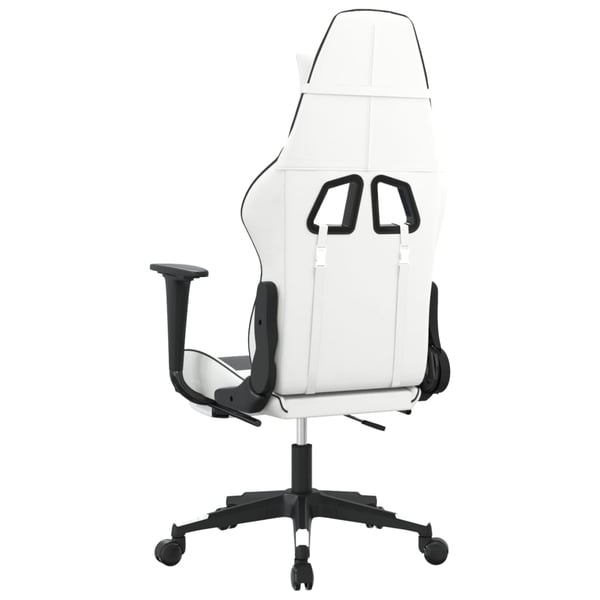 vidaXL gamingstol med fodstøtte kunstlæder hvid og sort