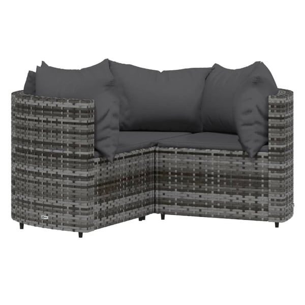 vidaXL loungesæt til haven 4 dele med hynder polyrattan grå