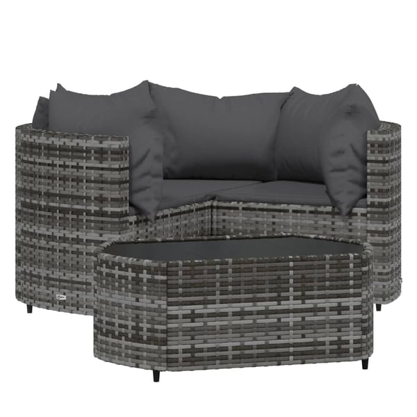 vidaXL loungesæt til haven 4 dele med hynder polyrattan grå