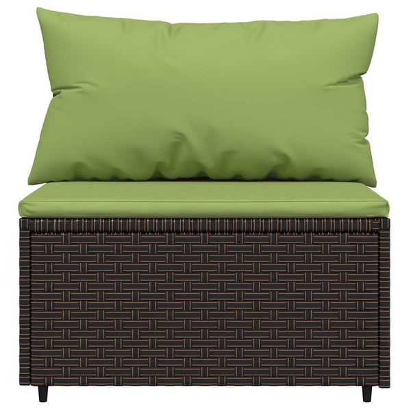 vidaXL midtermodul til havesofa med hynde polyrattan brun