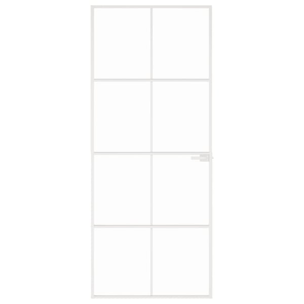 vidaXL Innerdør hvit 83x201,5 cm herdet glass og aluminium slank