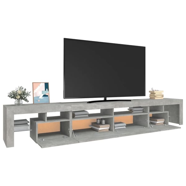 vidaXL TV-benk med LED-lys betonggrå 260x36,5x40 cm