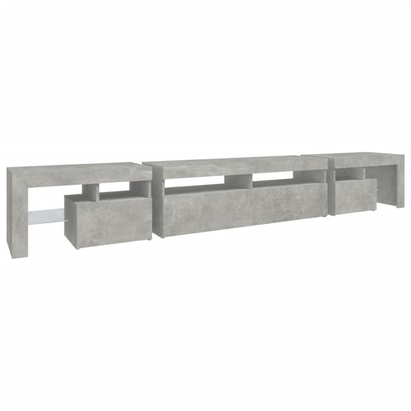 vidaXL TV-benk med LED-lys betonggrå 260x36,5x40 cm