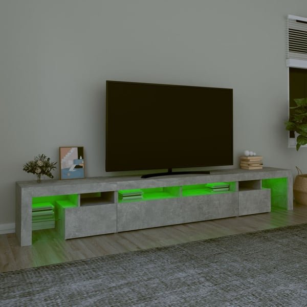 vidaXL TV-benk med LED-lys betonggrå 260x36,5x40 cm
