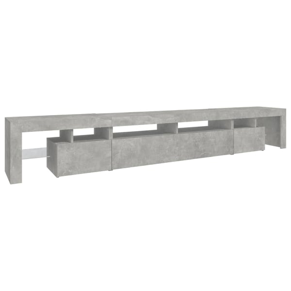 vidaXL TV-benk med LED-lys betonggrå 260x36,5x40 cm