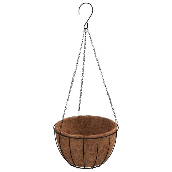 vidaXL Hengende plantekasser 4 stk kokosfiber svart Ø 35x52 cm stål