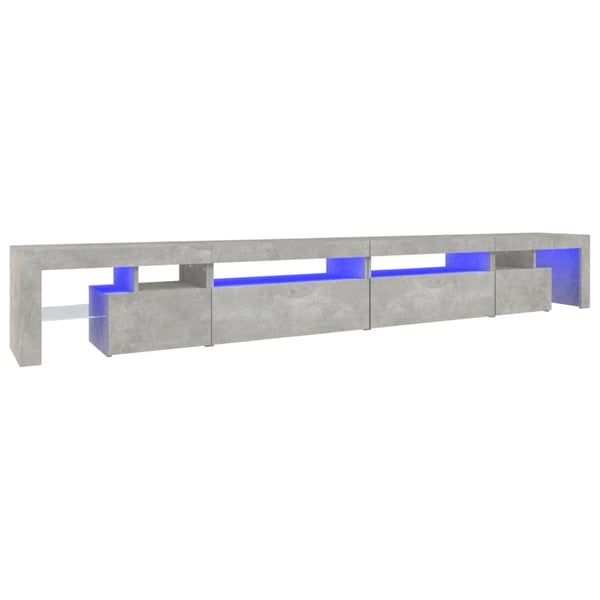 vidaXL TV-benk med LED-lys betonggrå 290x36,5x40 cm
